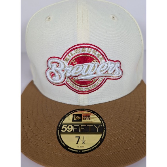 Milwaukee Brewers 2002 ASG Cream Two Tone Tan Red Topperz Hat Club Beer 7 1/8 - Picture 3 of 8